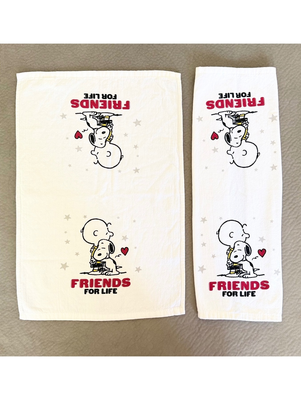 Snoopy Charlie Brown Friends For Life Kitchen Hand Towels NWOT 2-Pack EUC